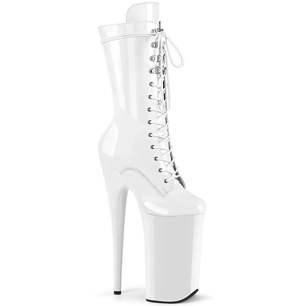 Biker Boots 10 Inch Heel BEYOND-1050 White Patent