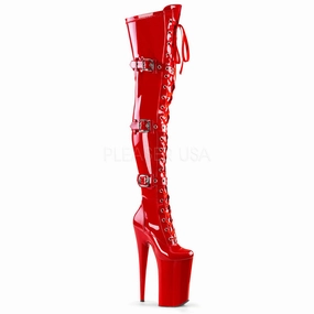 10 Inch Heel BEYOND-3028 Red Rain Boots Knee High