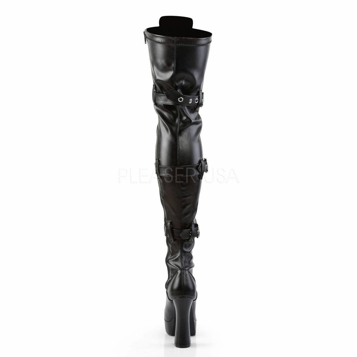 5 Inch Heel ELECTRA-3028 Black Stretch Pu Rain Boot Socks