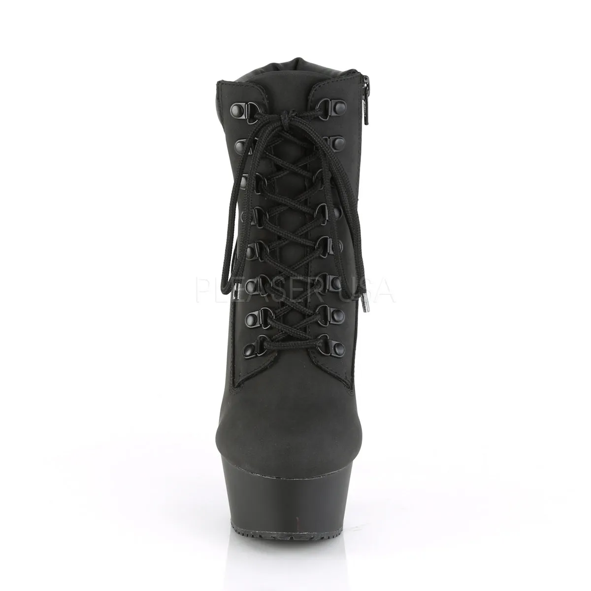 Boots With Flag 6 Inch Heel DELIGHT-600TL-02 Black Nubuck