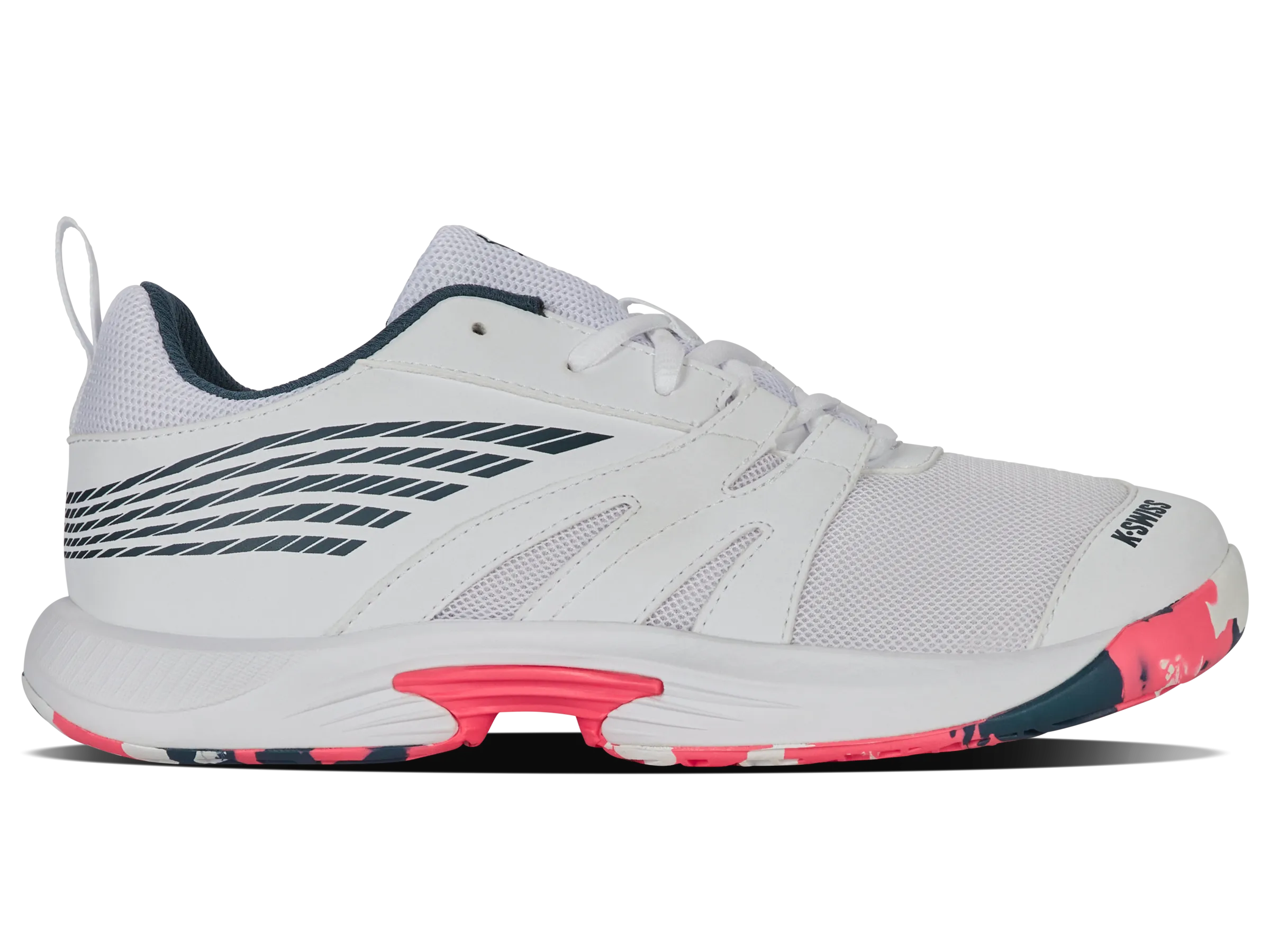 87392-129-M | SPEEDTRAC | WHITE/STARGAZER/NEON BLAZE Leather Slip On Tennis Shoes