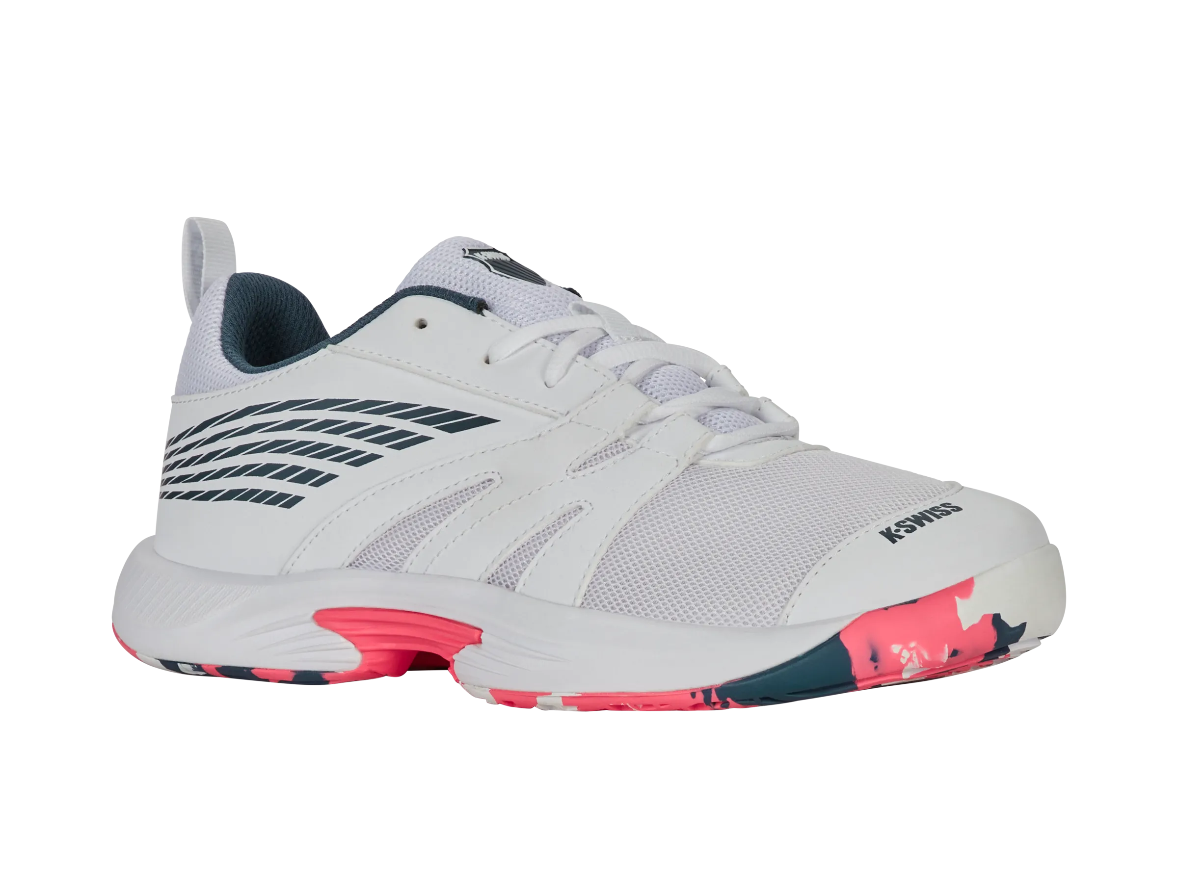 87392-129-M | SPEEDTRAC | WHITE/STARGAZER/NEON BLAZE Made In America Tennis Shoes