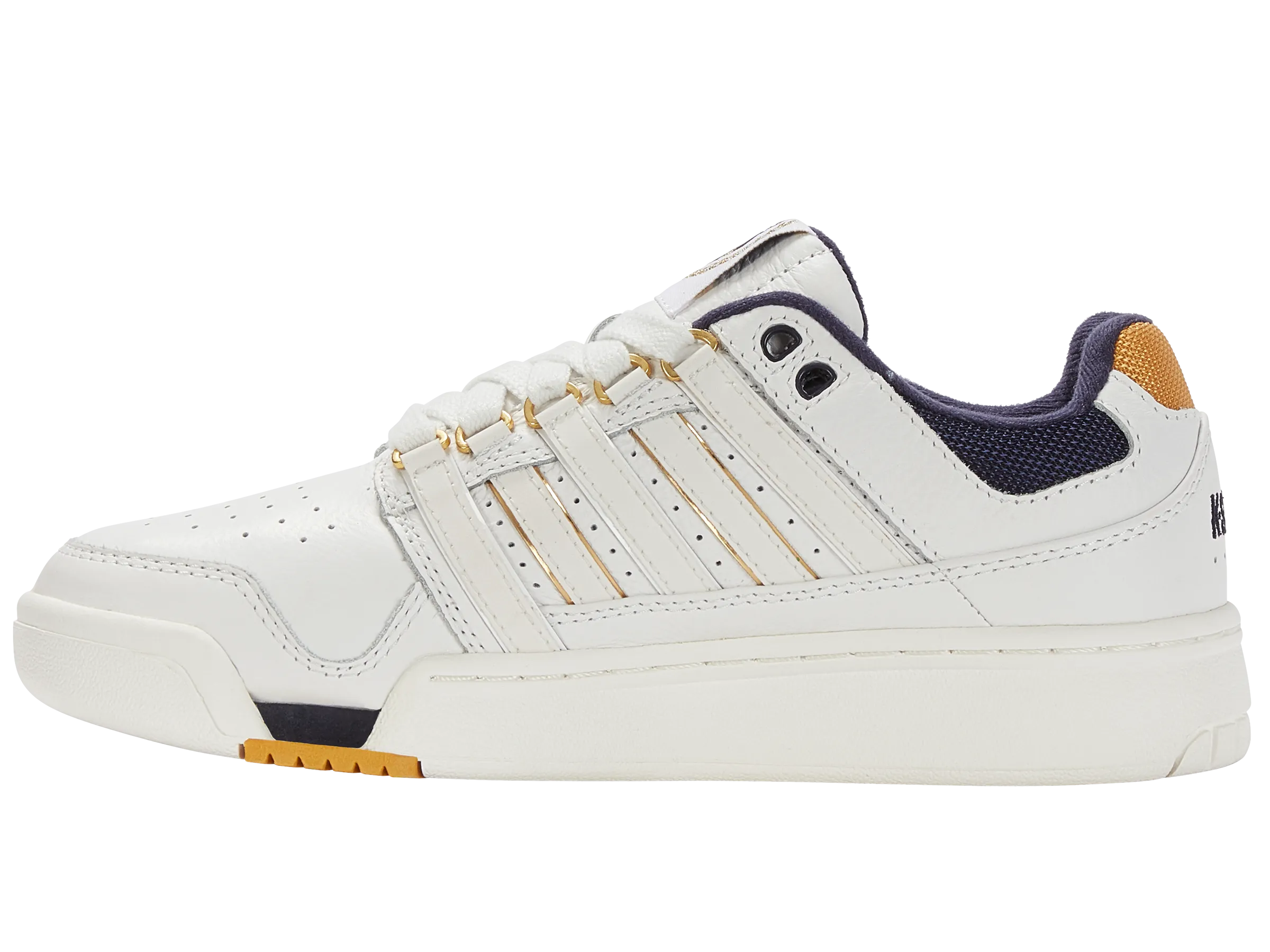 98526-143-M | GSTAAD GOLD | BRILLIANT WHITE/NAVY/HONEY GOLD Diadora Vintage Tennis Shoes