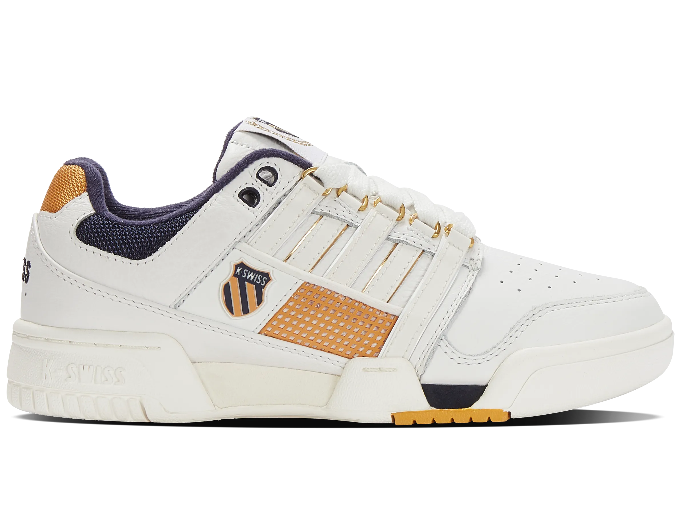 98526-143-M | GSTAAD GOLD | BRILLIANT WHITE/NAVY/HONEY GOLD University Of Tennis Shoes