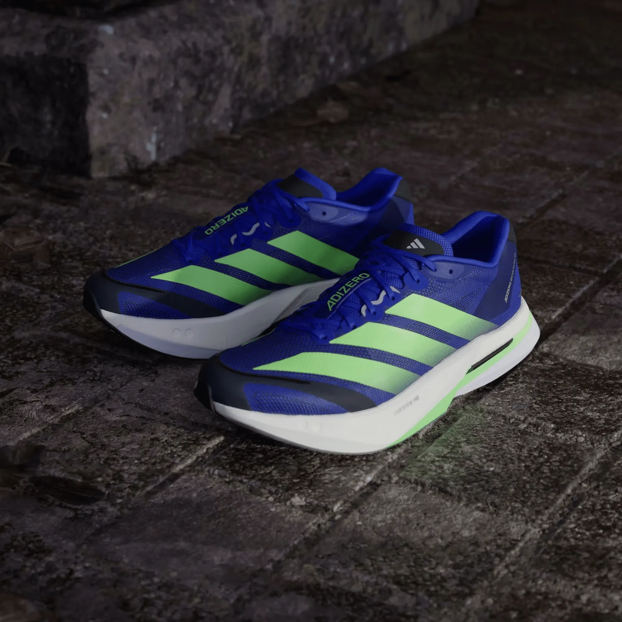 Waffle Debut Running Shoe Adidas Adizero Boston 12 M | Lucid Blue/Lime Burst