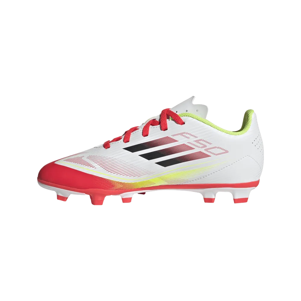 Adidas F50 Club Firm/Multi-Ground Junior Boots Cloud White Core Black Solar Yellow (White Black Red) 1971 Soccer Cleats