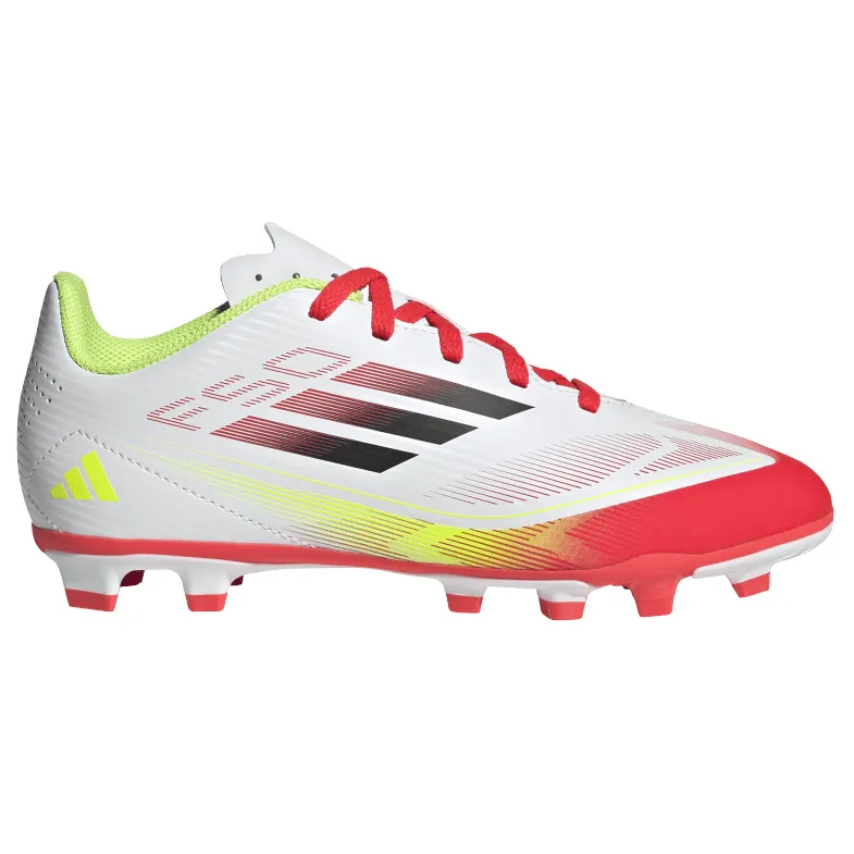 Soccer Vs Football Cleats Adidas F50 Club Firm/Multi-Ground Junior Boots Cloud White Core Black Solar Yellow (White Black Red)