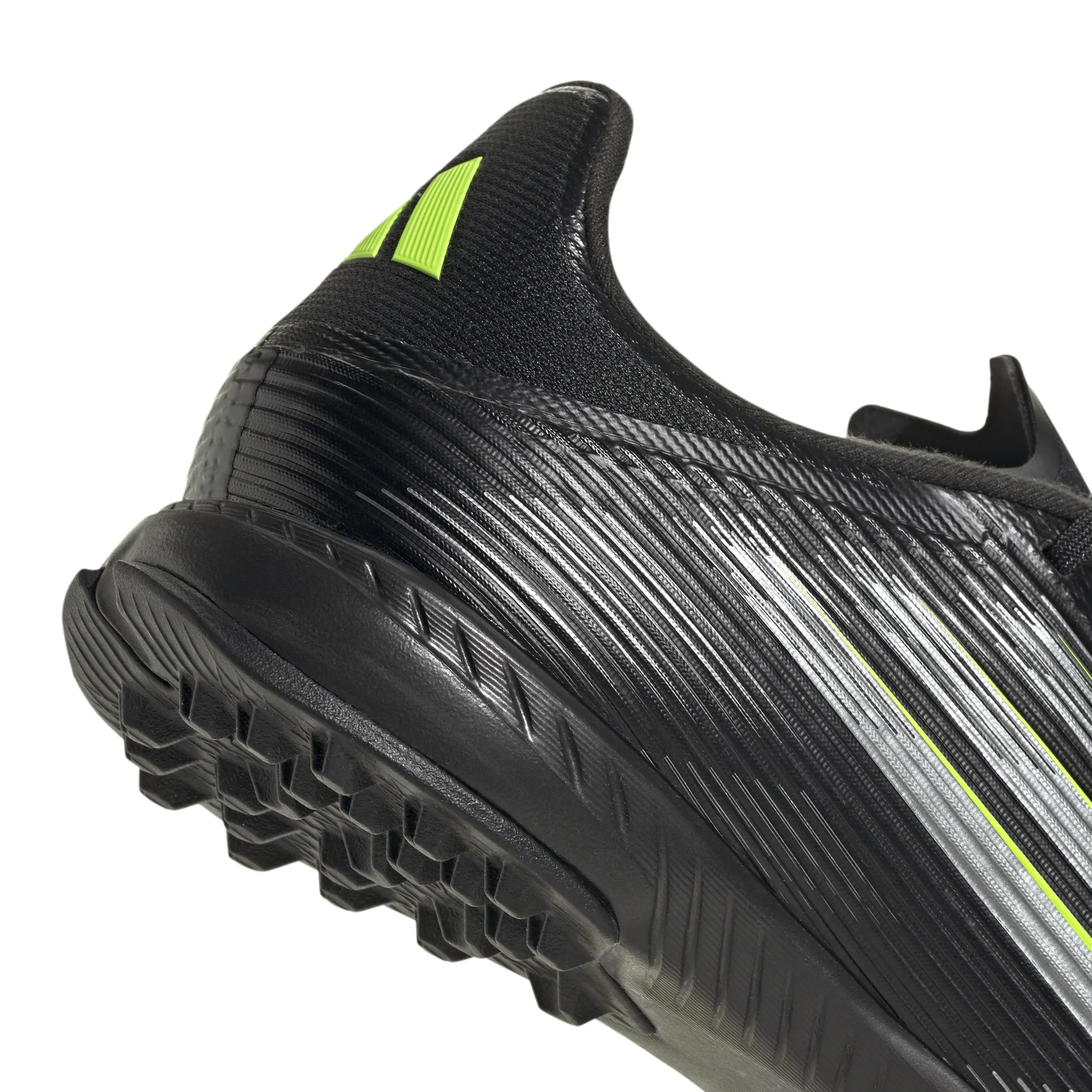 adidas F50 League TF Turf Shoes - Core Black/Carbon/Lucid Lemon Soccer Cleats With Ankle Sock