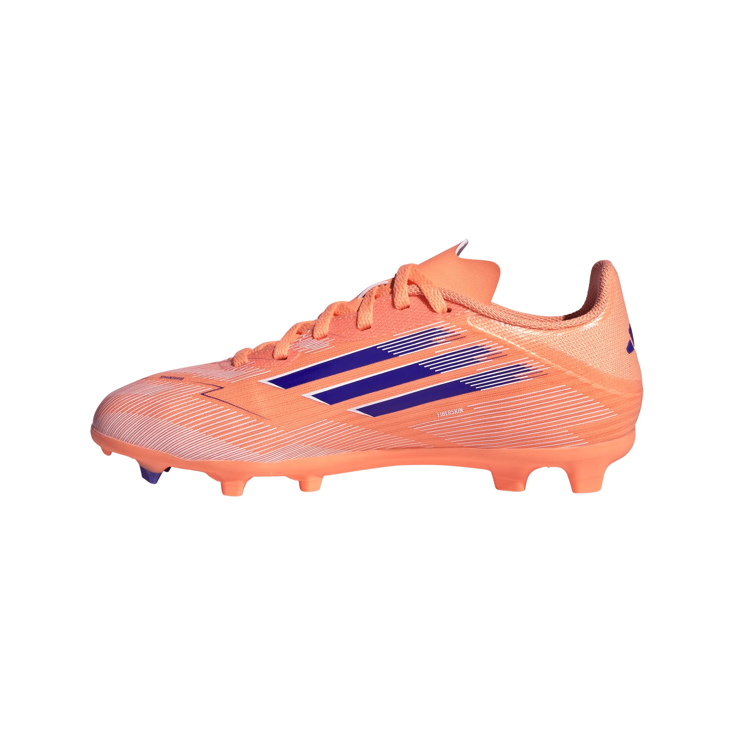 Youth Slip On Soccer Cleats adidas Junior F50 League FG Firm Ground Soccer Shoes - Beam Orange/ Lucid Blue/ FTWhite