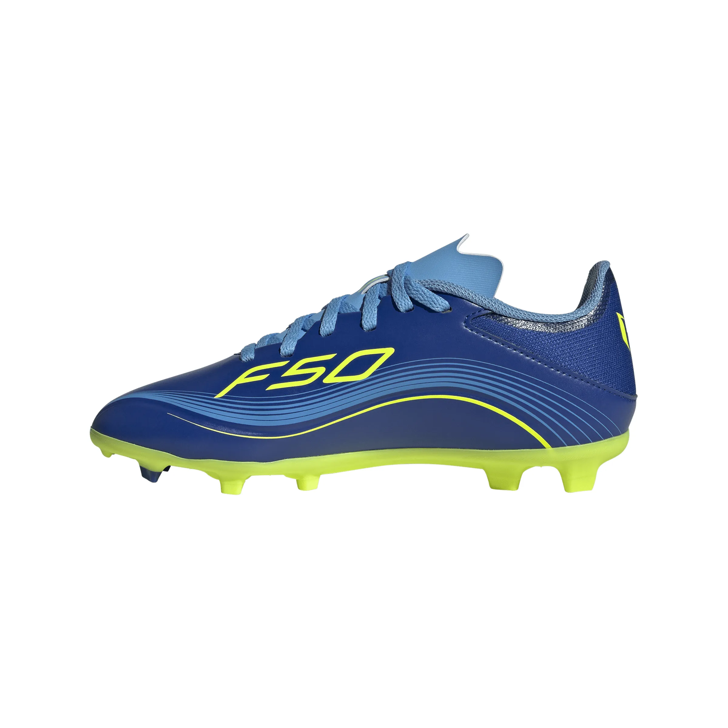 Size 4 Soccer Cleats adidas Junior F50 League MESSI FG Firm Ground Soccer Cleats - Team Royal Blue/ Solar Yellow/ Semi Blue Burst