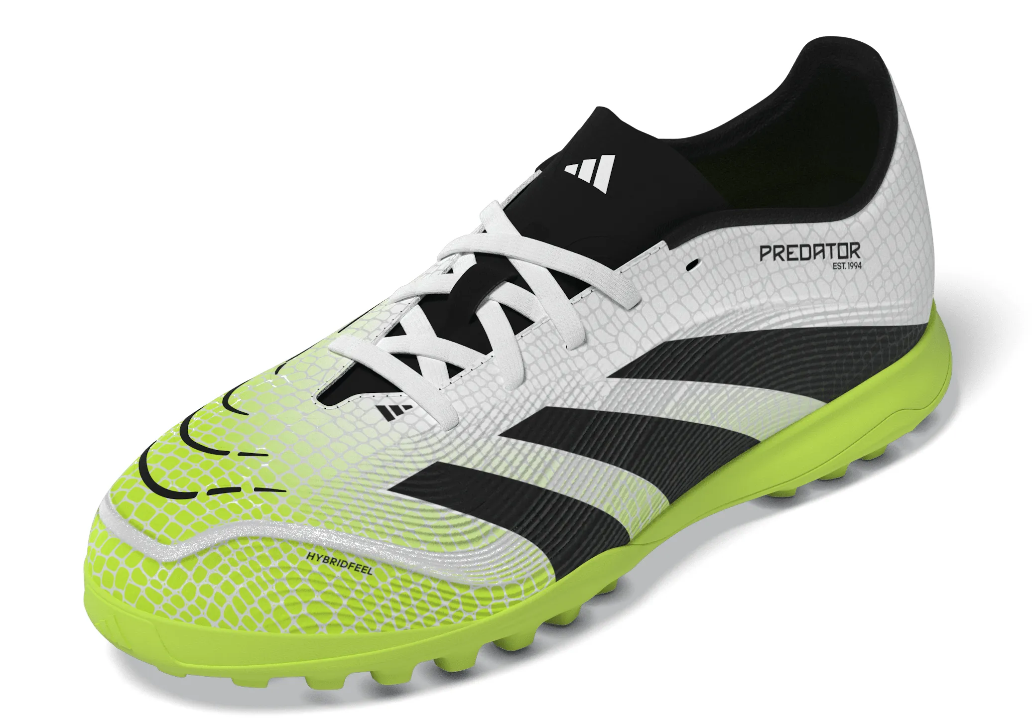 adidas Junior Predator League TF Turf - FTWhite/ CBlack/ Luclem Soccer Cleats No Lace