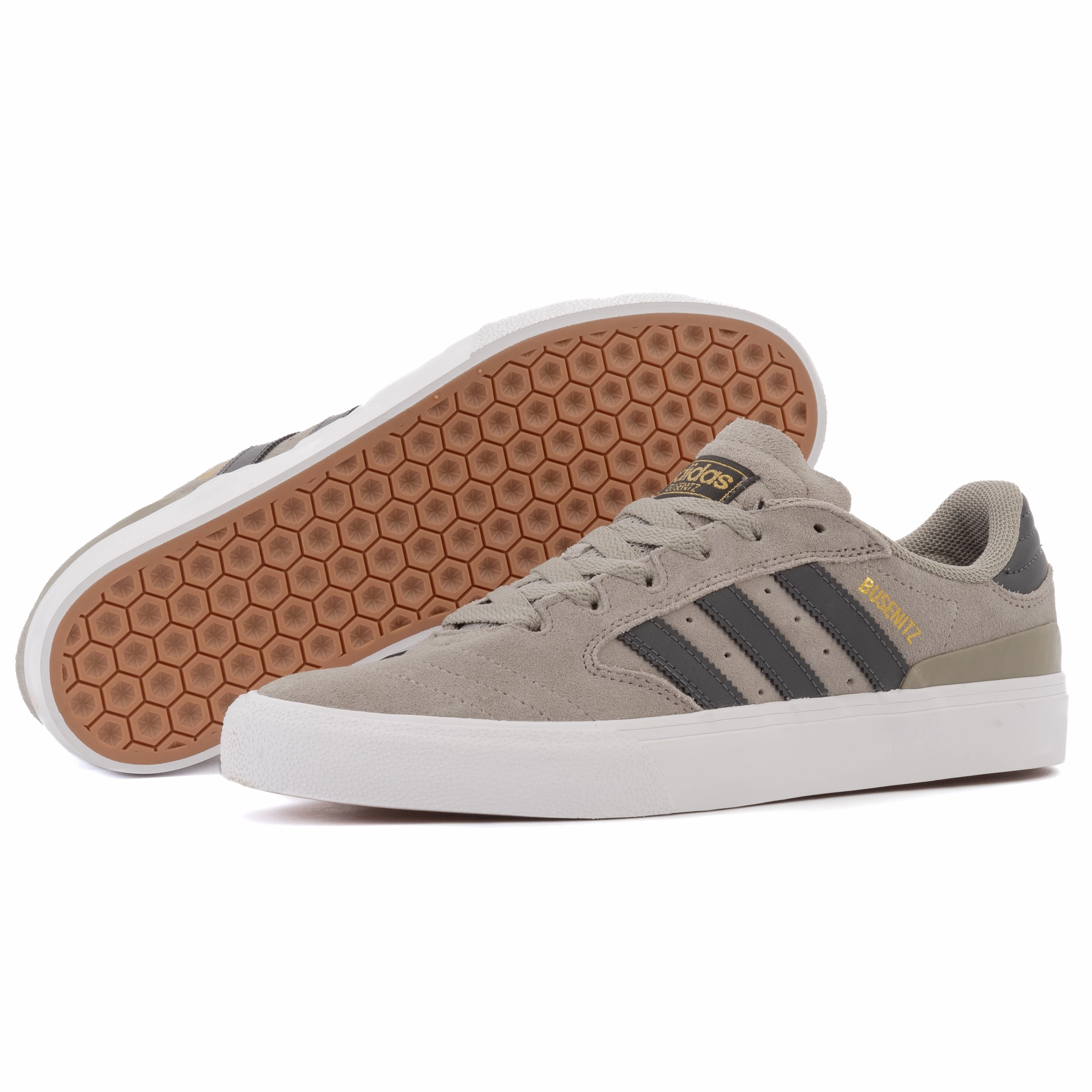Adidas - Busenitz Vulc II (Silver Pebble/Carbon/Gold Metallic) Skate 3 Shoe Code Ps3