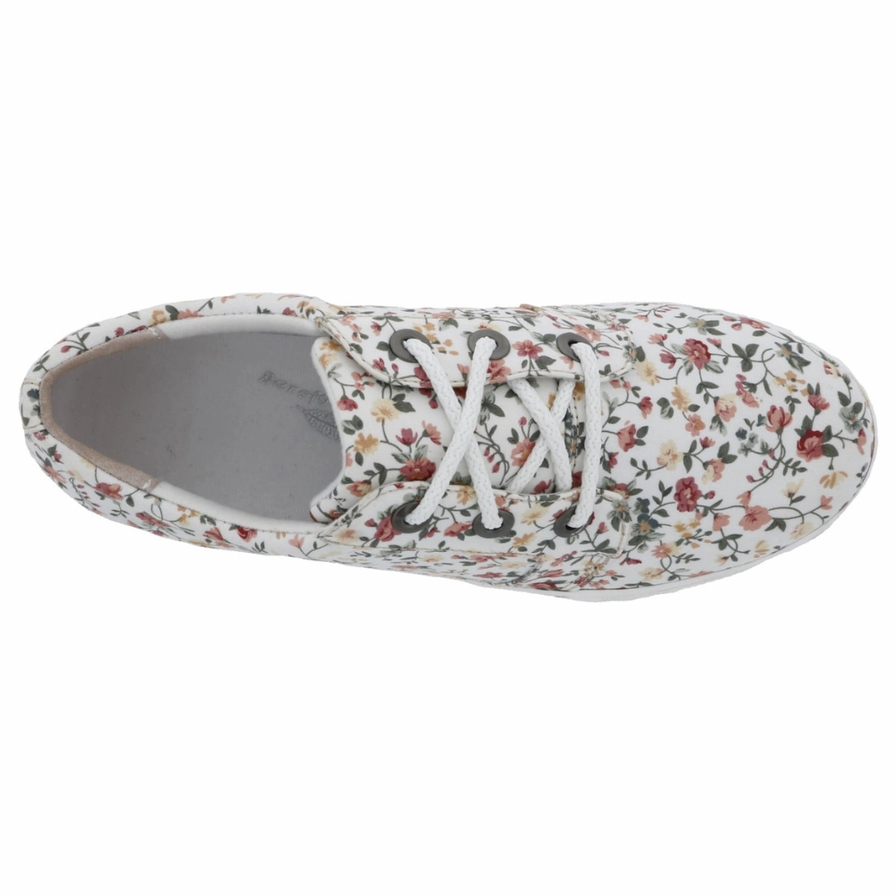 Drew Ruby White Floral Canvas Sneaker (Women's) Italian Casual Shoes