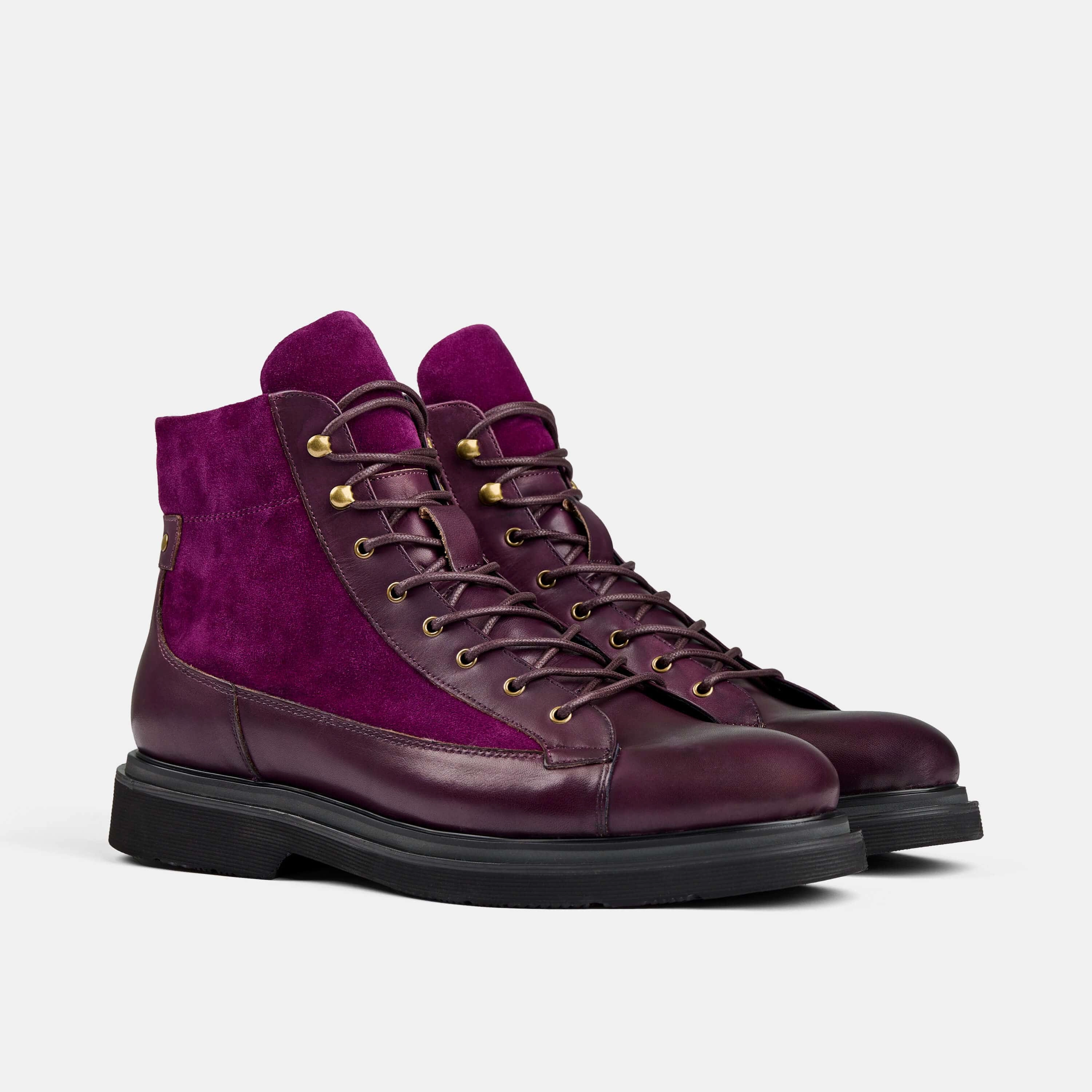 Matt And Nat Rain Boots Aiden Grape Leather Combat Boots