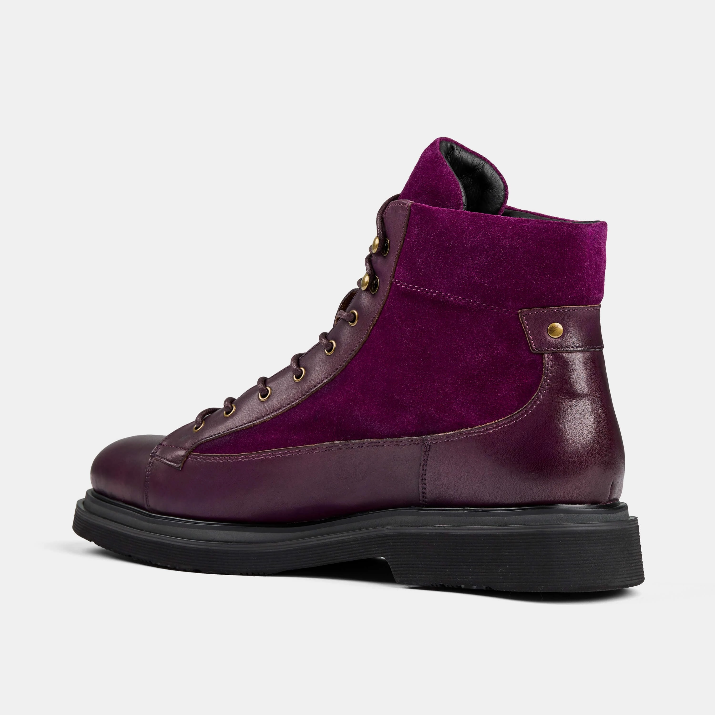 Rain Boots Size 2 Aiden Grape Leather Combat Boots