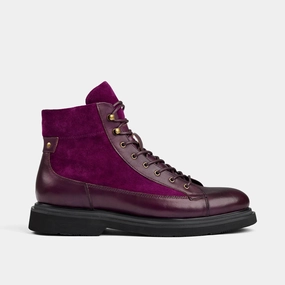 Aiden Grape Leather Combat Boots Rain Boots Big