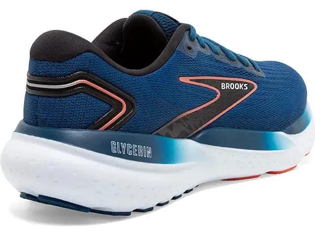 Laceless Running Shoes Brooks Mens Glycerin 21- Blue Opal/Black/Nasturtium  (1104191D474)