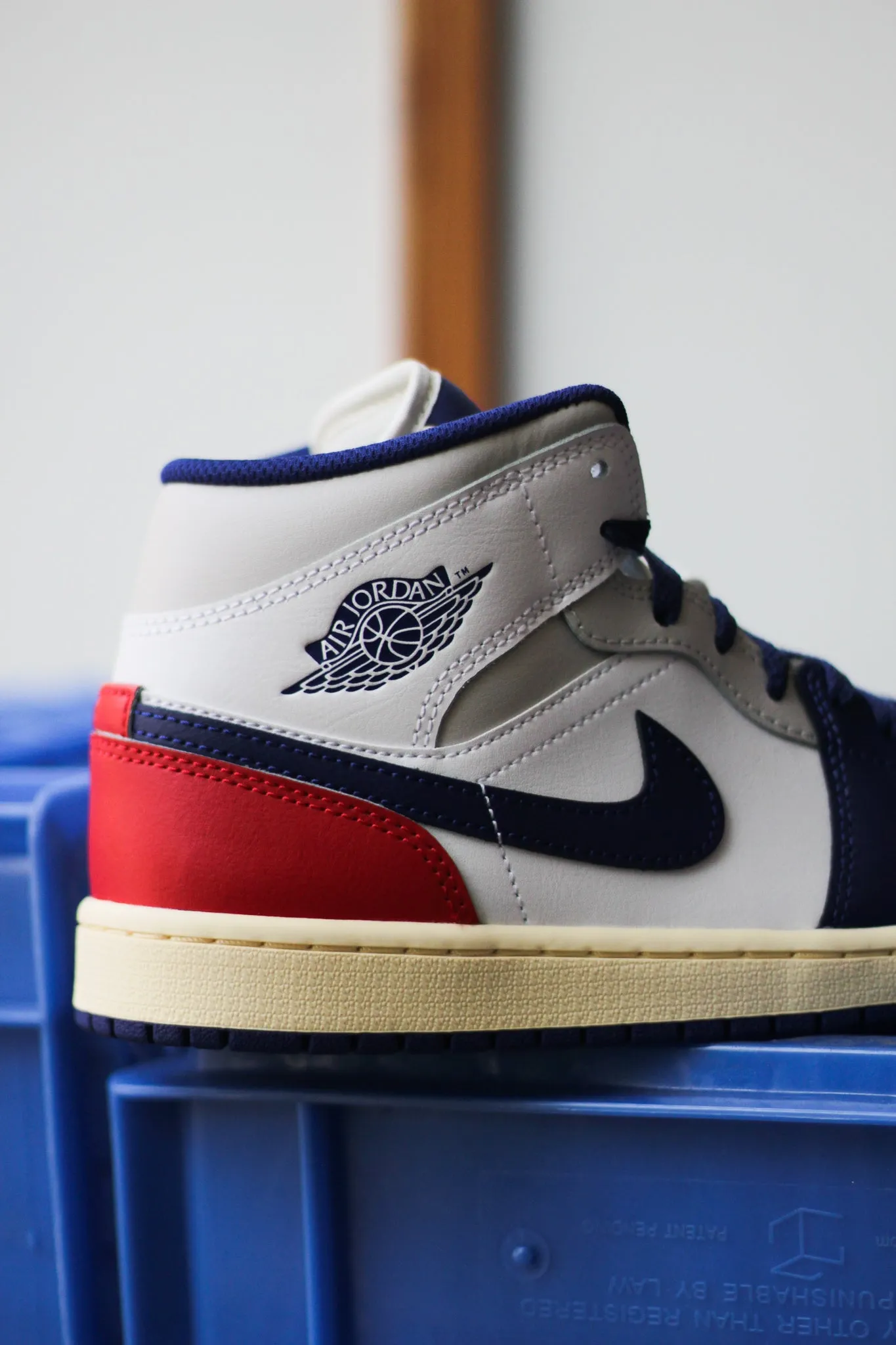 AIR JORDAN 1 MID "WHITE/DEEP ROYAL BLUE-UNIVERSITY RED" Nike Soccer Shoes Customize