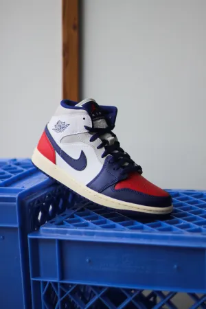 AIR JORDAN 1 MID "WHITE/DEEP ROYAL BLUE-UNIVERSITY RED" Tennessee Vols Nike Shoes