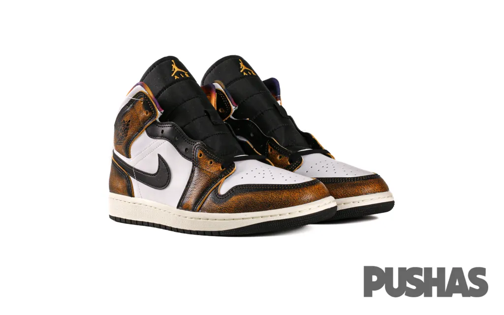 Wide Width Basketball Shoes Mens Air Jordan 1 Mid 'Wear-Away Yellow' (2022)