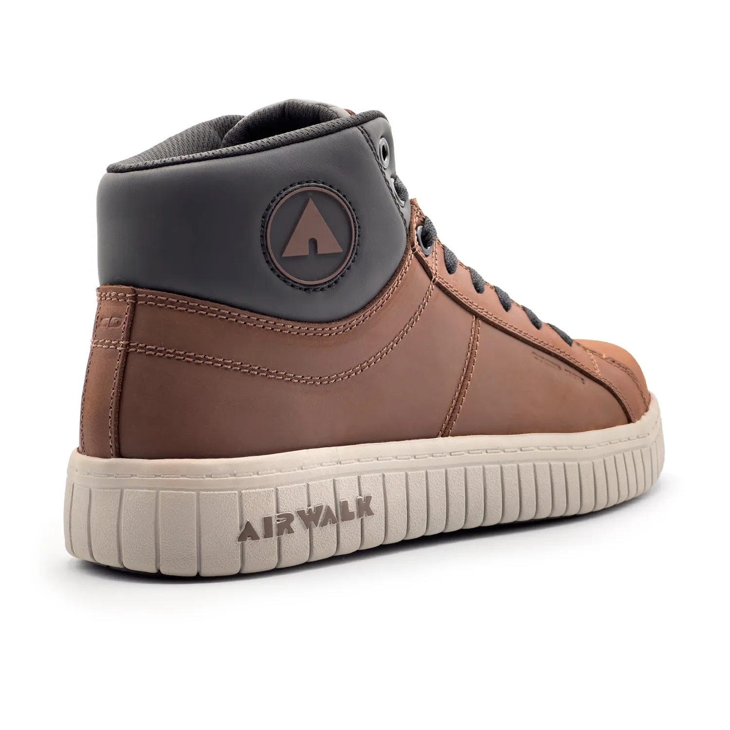 AirWalk Womens Deuce Mid Brown/Tan Leather CT SD10 Work Boots High Cowgirl Boots