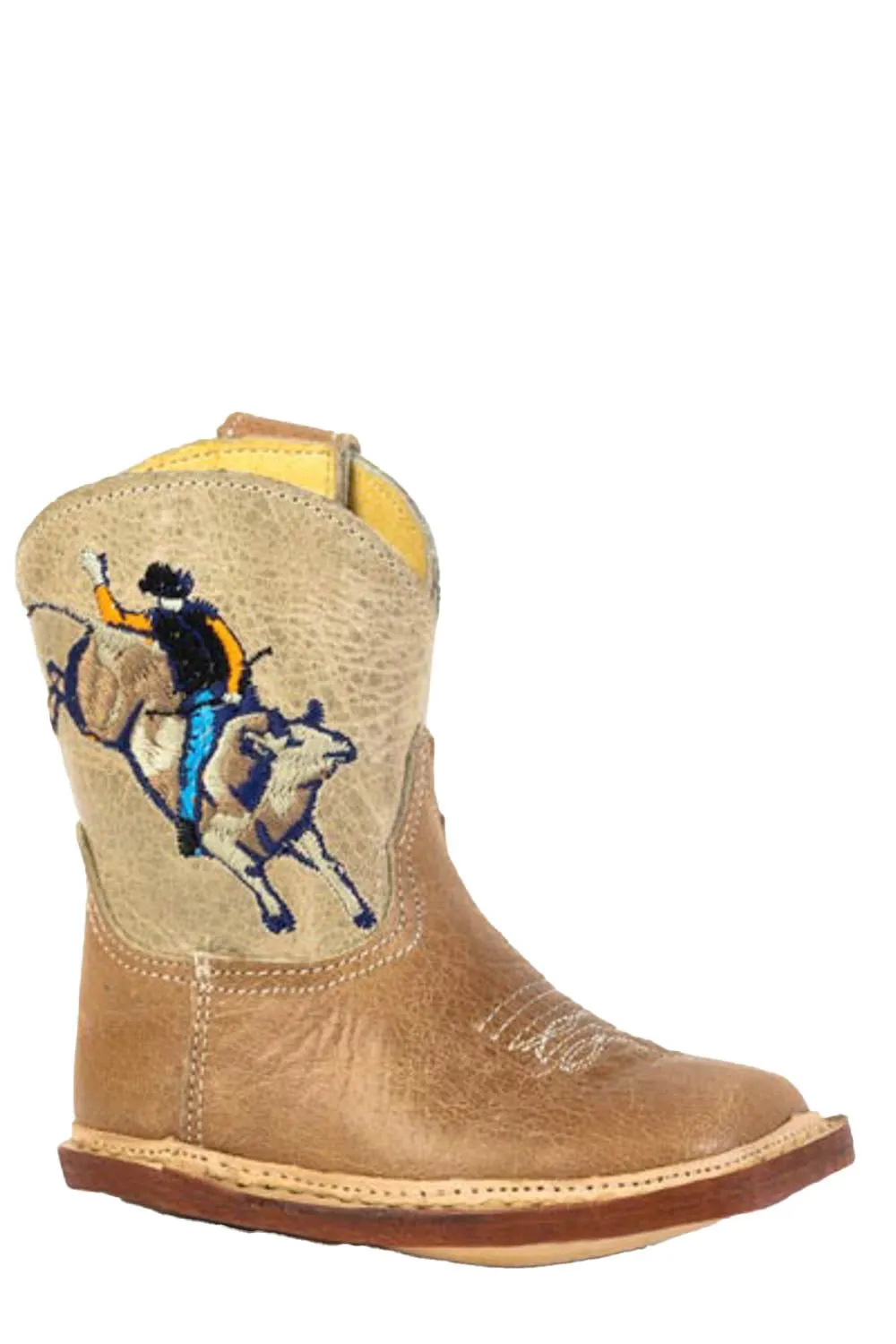 Weatherproof Boots Roper Infant Unisex Cowbabies 8 Seconds Tan/Cream Leather 3.5in Cowboy Boots