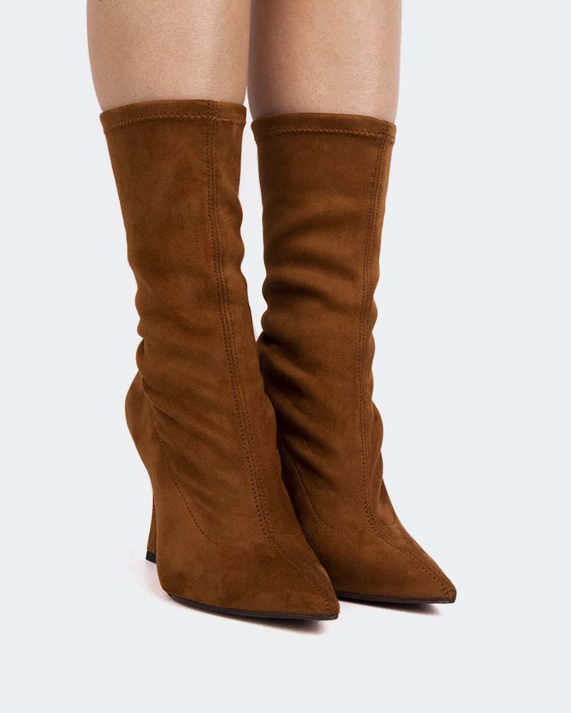 Sale On Rain Boots ze Tan Suede Stretch