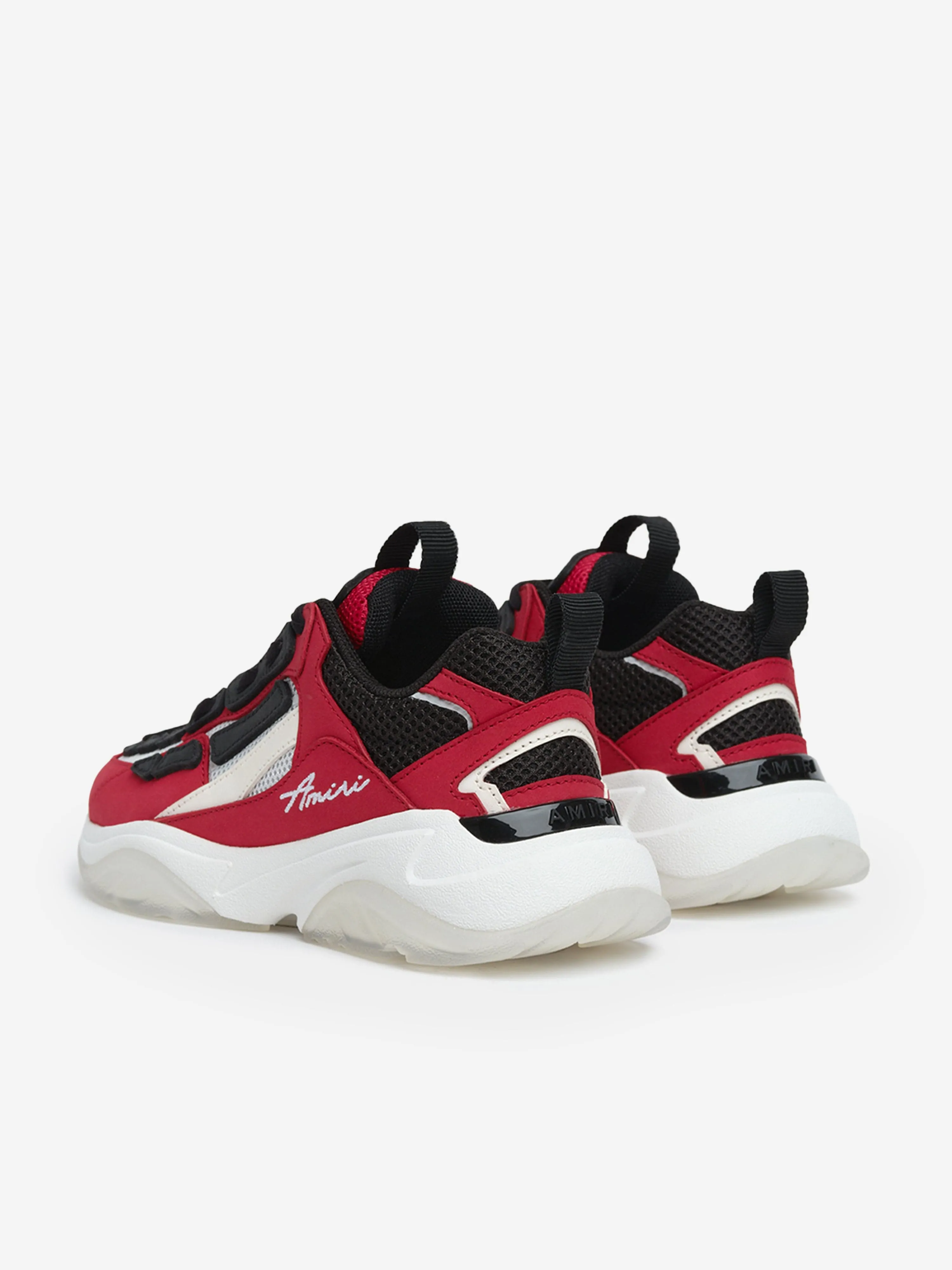 Amiri Kids Leather Bone Runner Trainers in Red Neutral Training Shoes