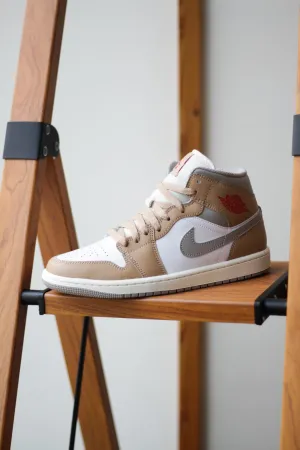 Nike Jordan Shoes Store AIR JORDAN 1 MID "HEMP/FIRE RED-WHITE-COLLEGE GREY"