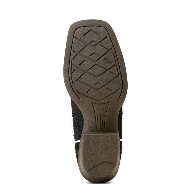 Hunter Rain Boots Gloss 'Ariat' Kids' 9" Derby Monroe Western Cutter Toe - Black Roughout / Crimson