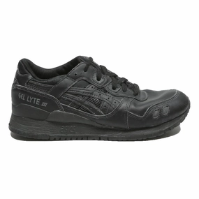 ASICS Gel Lyte III Womens Lace-Up Trainers Black Leather UK 3.5 Classic Baby Asics Shoes