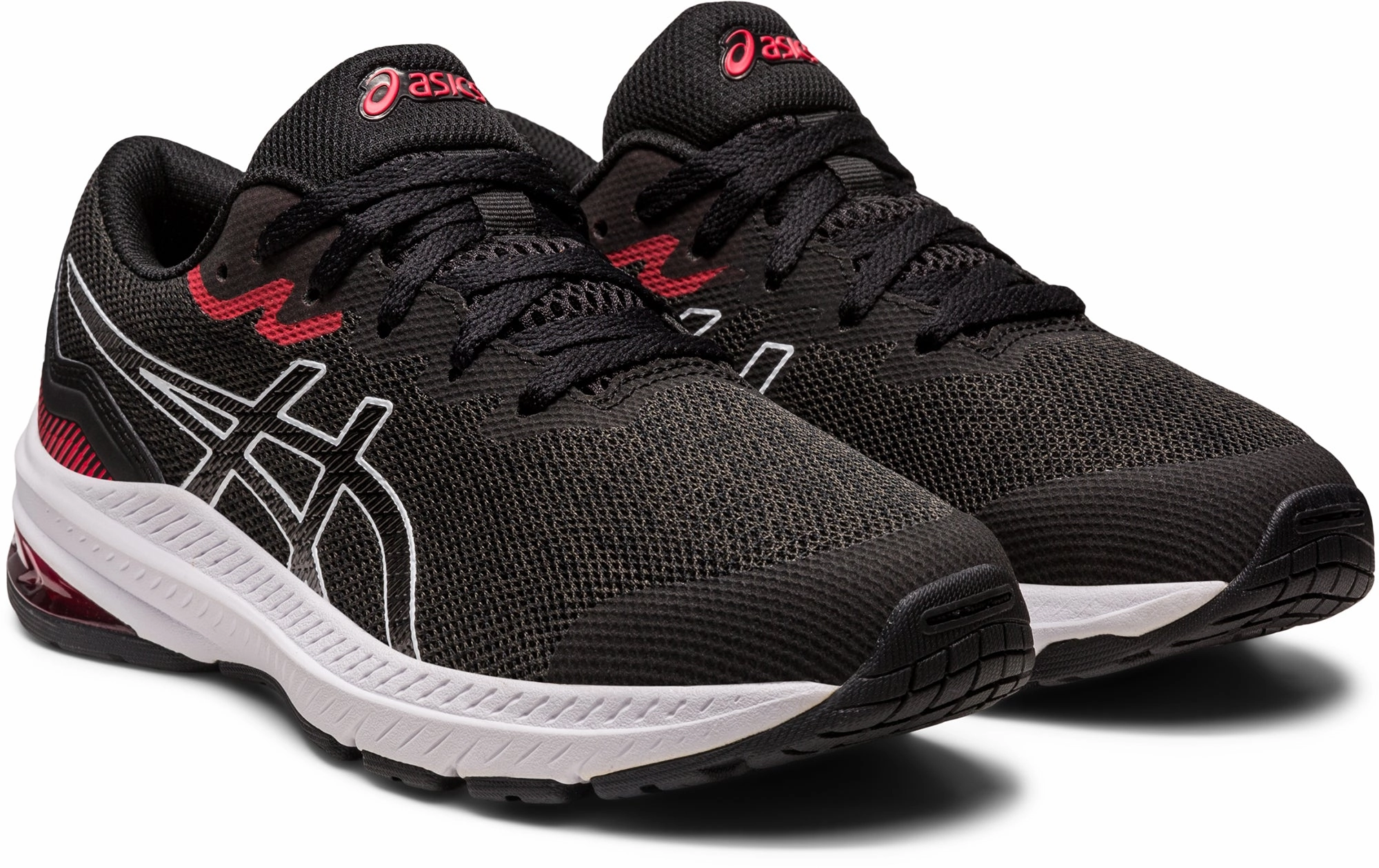 Asics GT 1000 11 GS Junior Running Shoes - Black Asics Solution Speed Ff 3 All Court Shoes