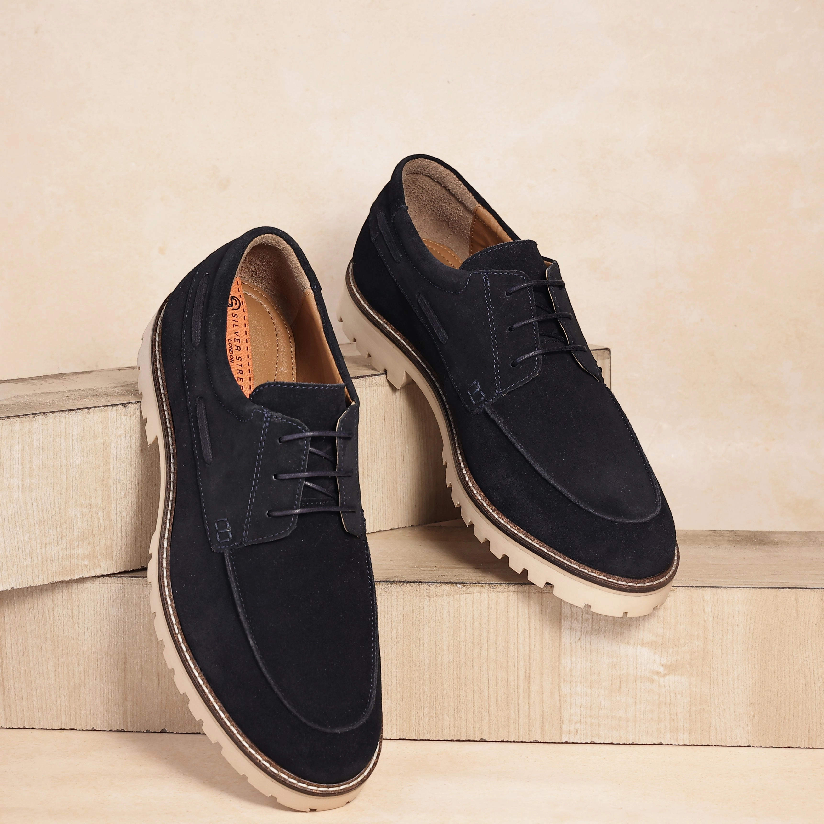 Moab Flight Trail Running Shoes Beckenham Suede Casual Apron Front Shoes - Navy