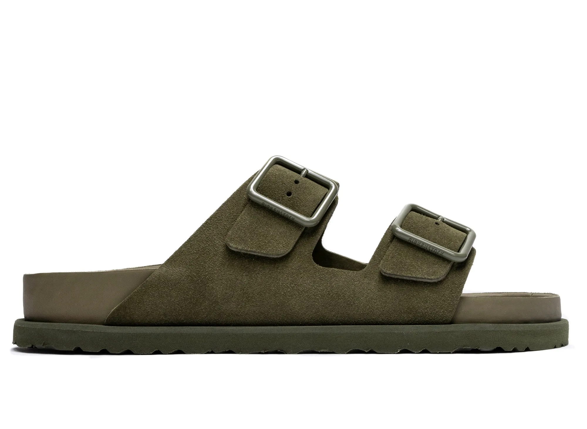 Birkenstock 1774 Arizona Suede/Leather in Moss Green Slide Sandals Leather