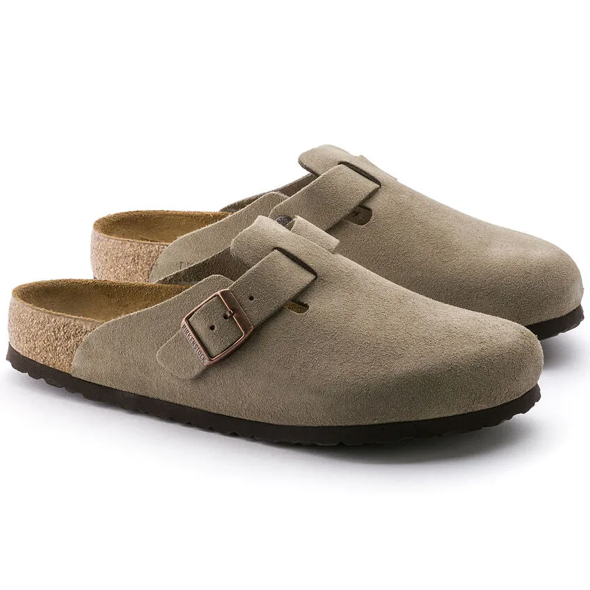 Gray Suede Boots 'Birkenstock' Women's Boston Suede Leather Clog - Taupe