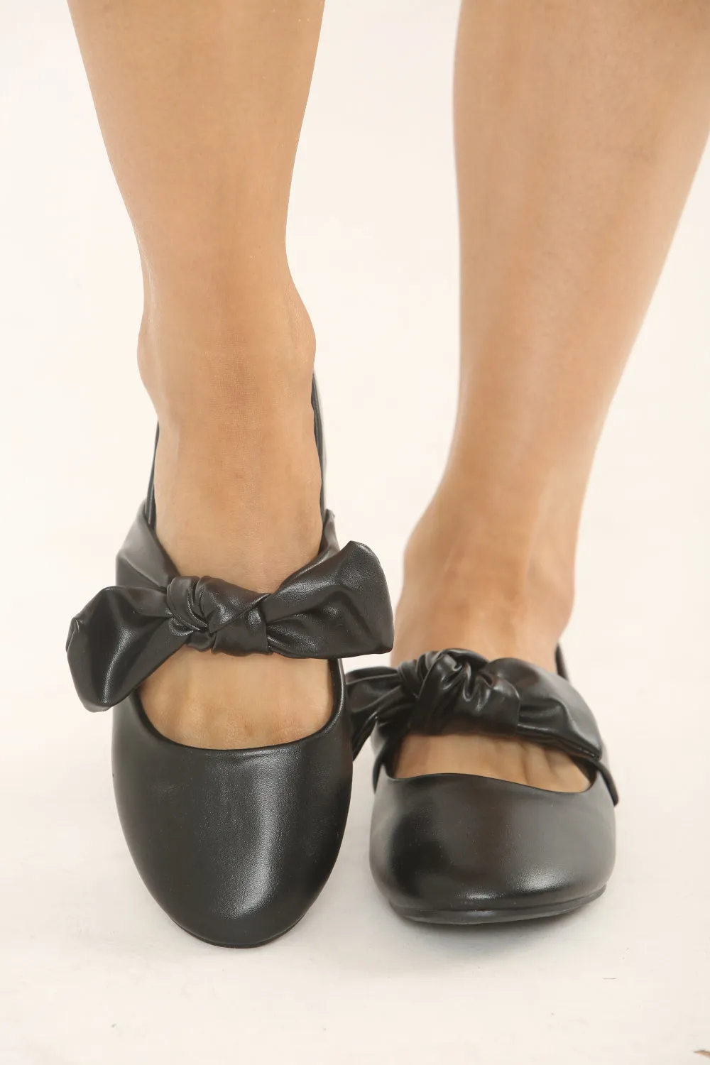 German Wool Slippers BLACK PU BOW DETAIL MARY JANE BALLET