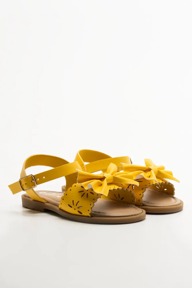 Fashion Comfort Sandals Bow Trim Sandals Yellow