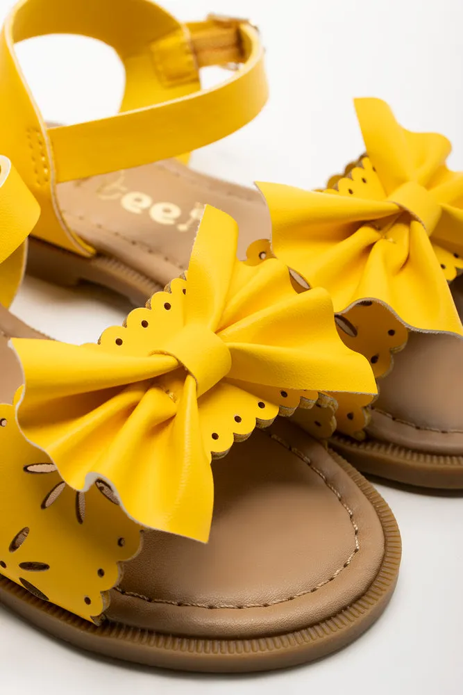 Lulu Sandals Bow Trim Sandals Yellow