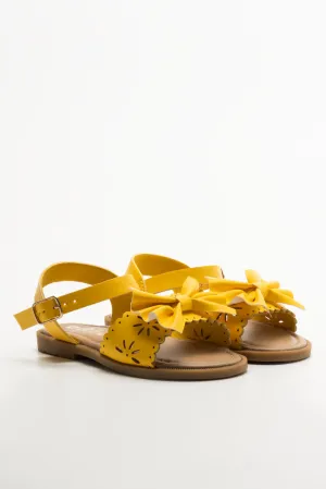 Running Sandals Bow Trim Sandals Yellow