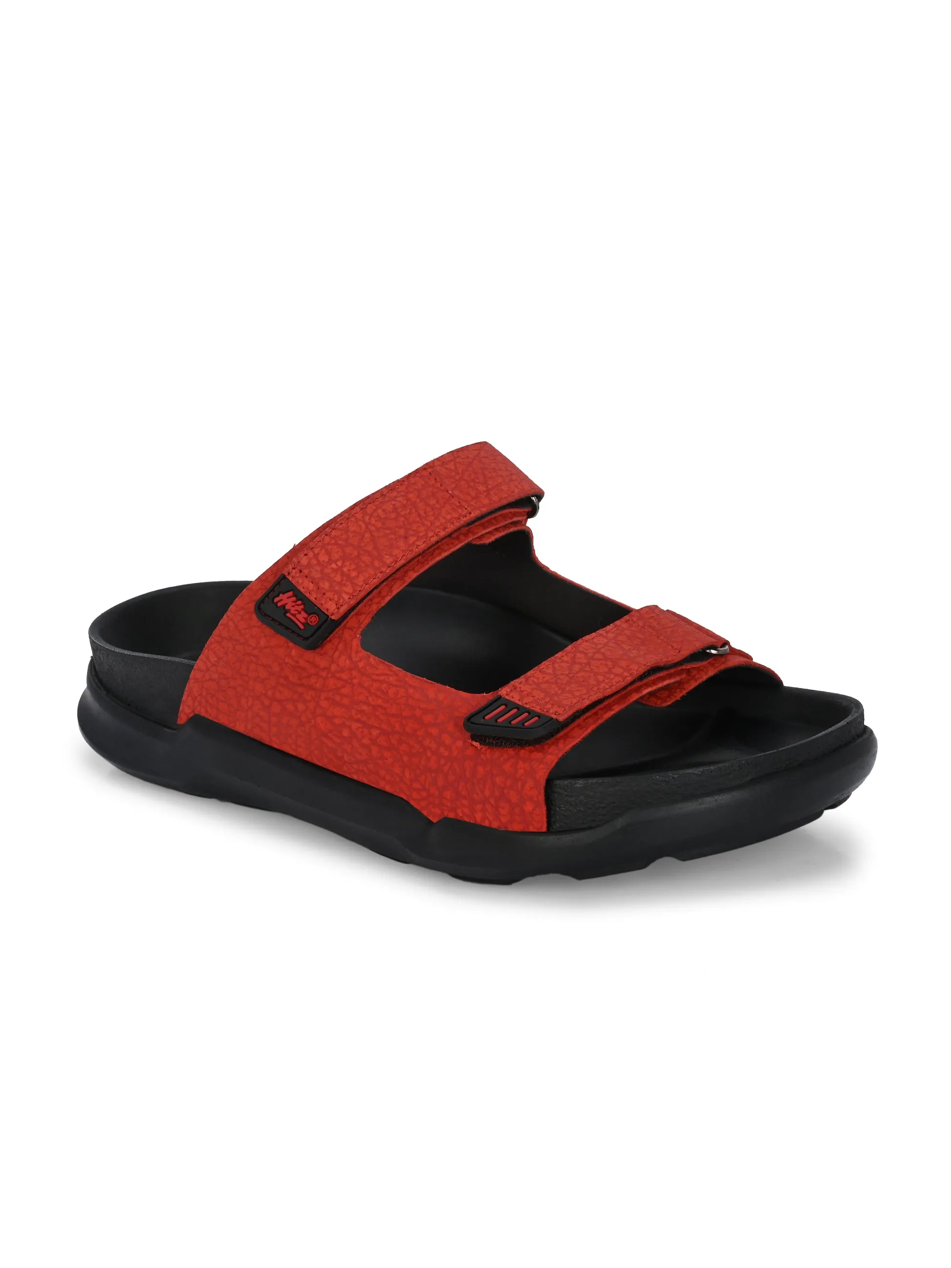 Harisson Red Leather Velcro Sliders Bridal Wedding Slippers