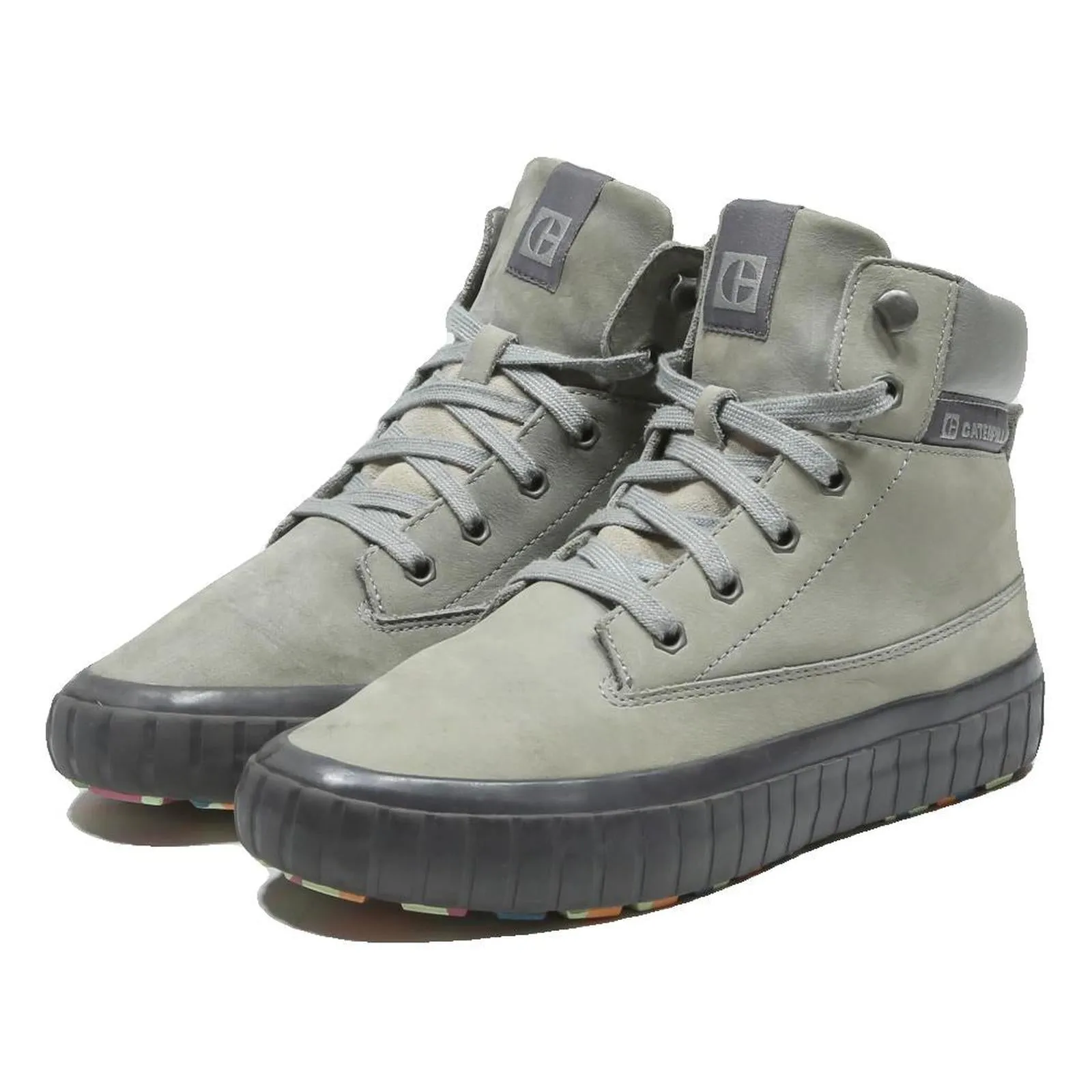 CAT Boys Lace-Up Boots Grey Leather UK 4 Casual Comfortable Durable Waterproof Boots Snow