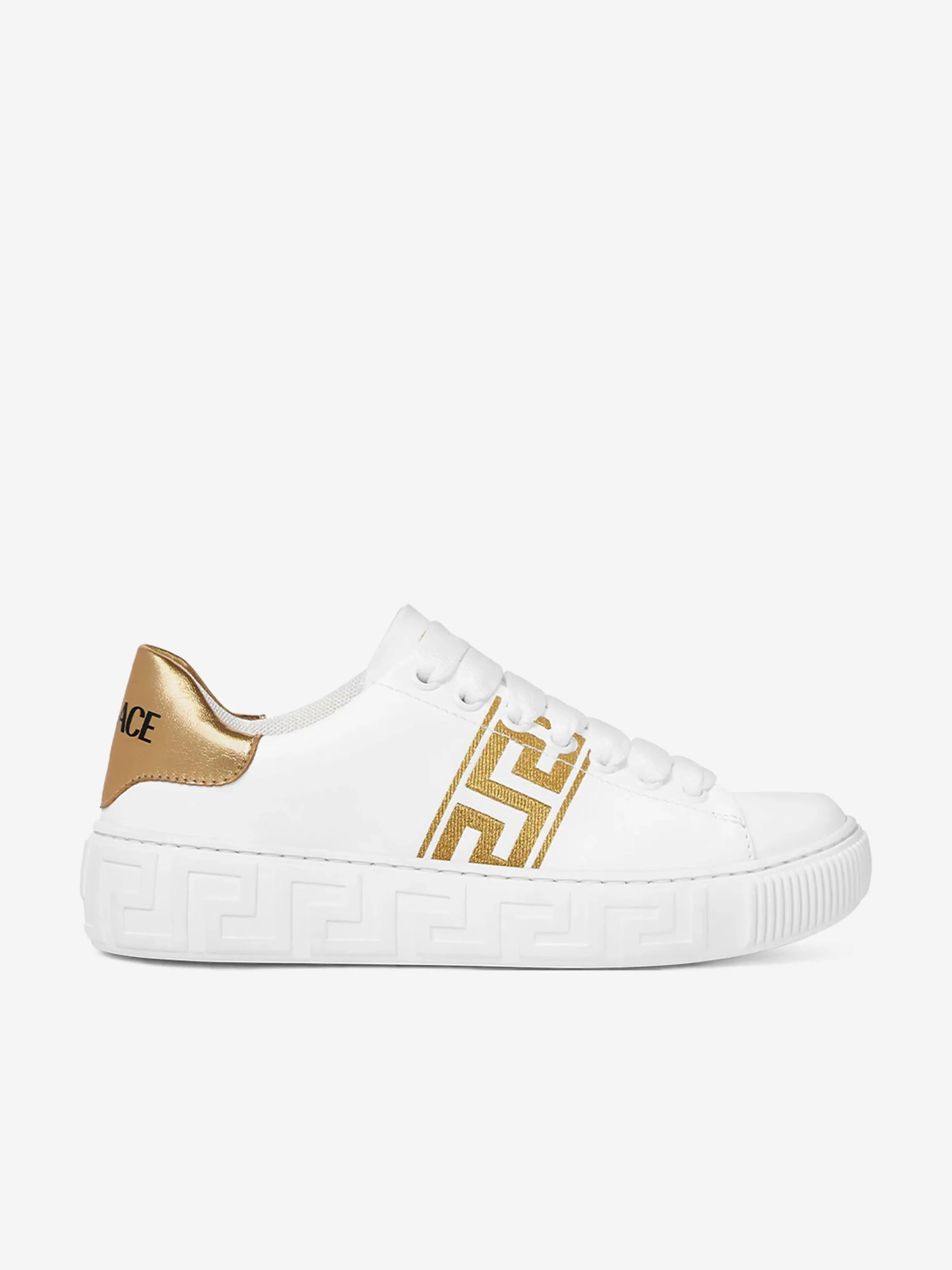 Versace Kids La Greca Low Top Trainers in White Best Cross Training Workout Shoes