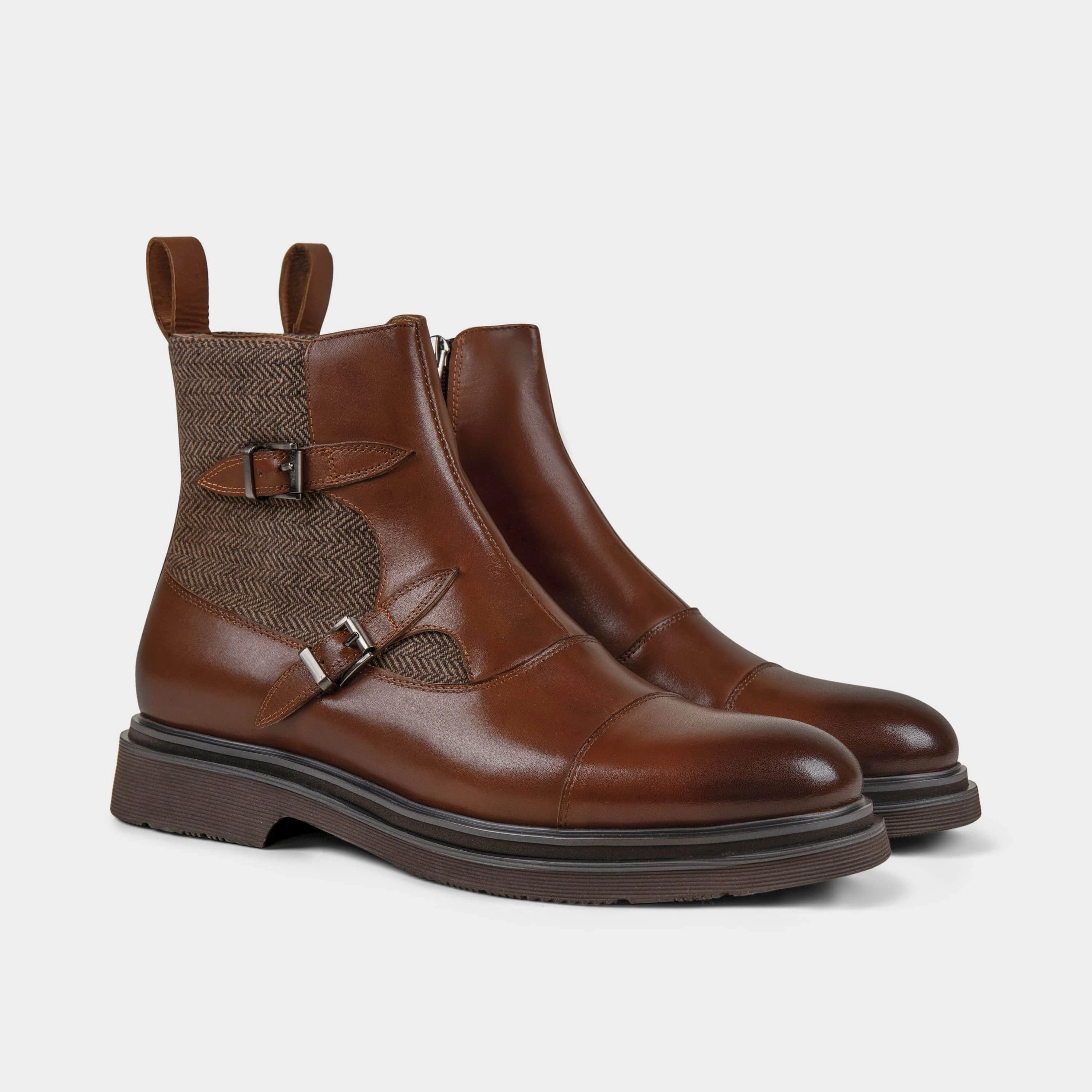 Grant Cognac Leather Buckle Boots Dora The Explorer Rain Boots