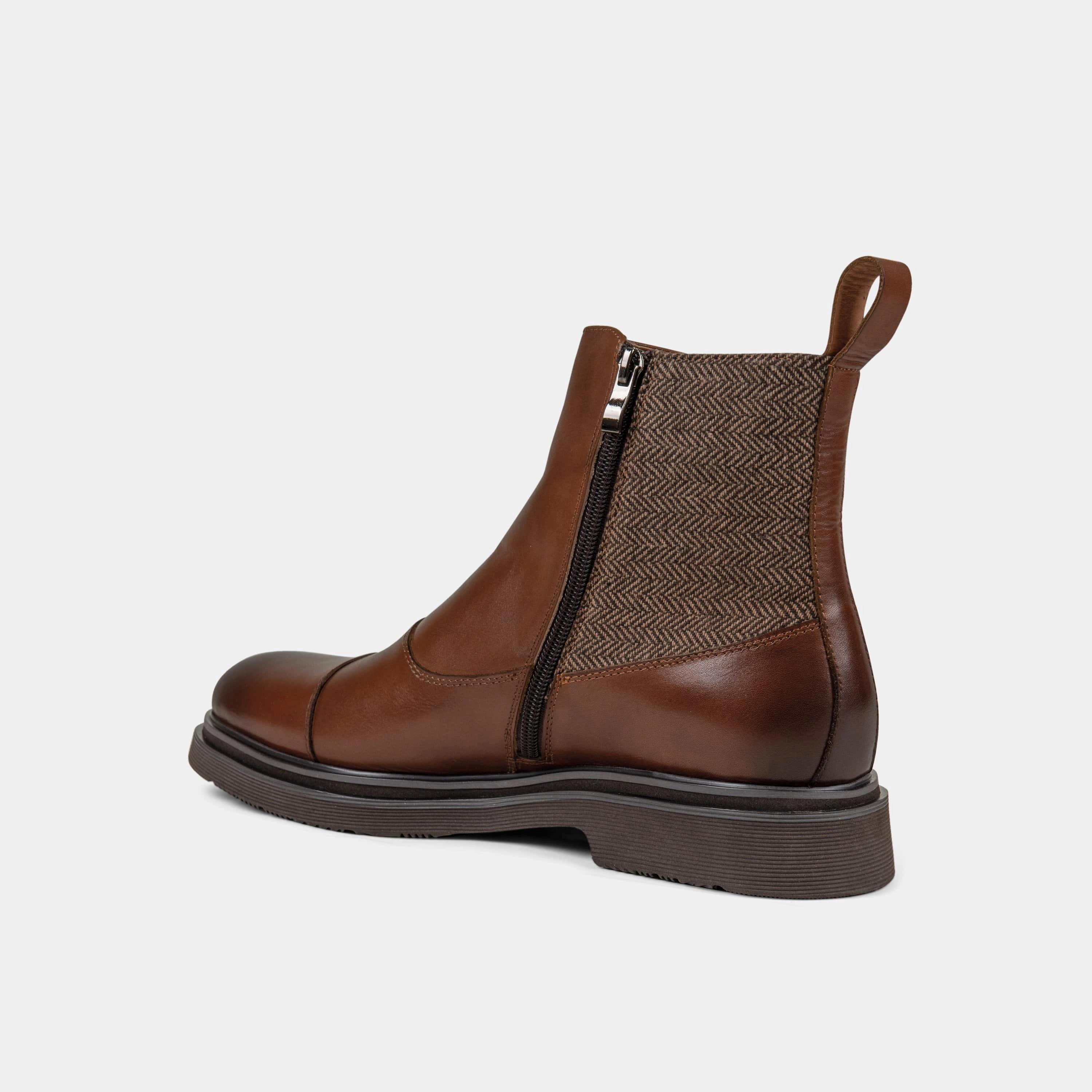 Hudson Rain Boots Grant Cognac Leather Buckle Boots