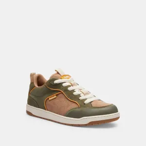Coach C203 Sneaker In Signature Canvas Army Green Urban Track Forward Casual Oxford Shoes