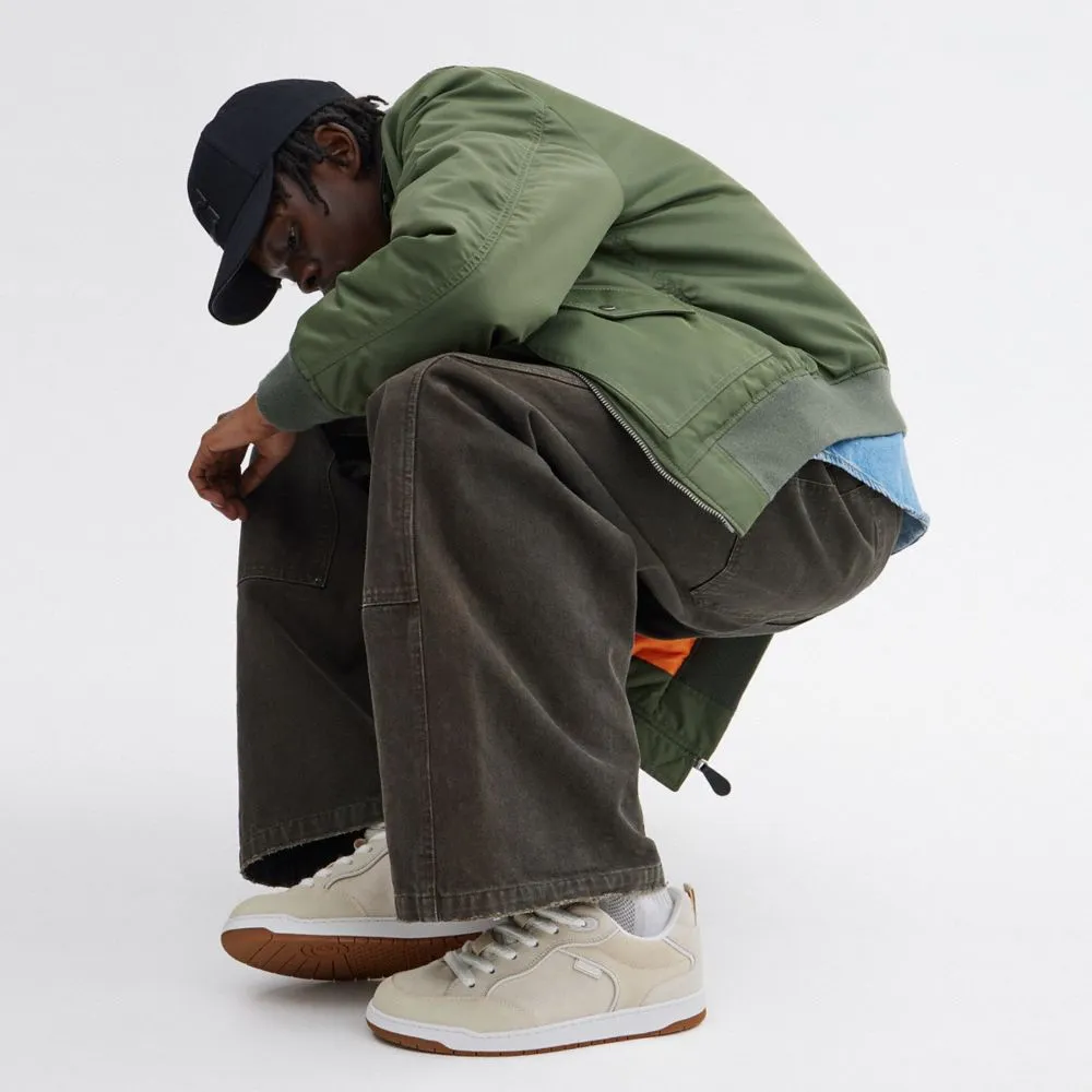 Coach C203 Sneaker In Signature Canvas Chalk Fern Casual Moc Shoe