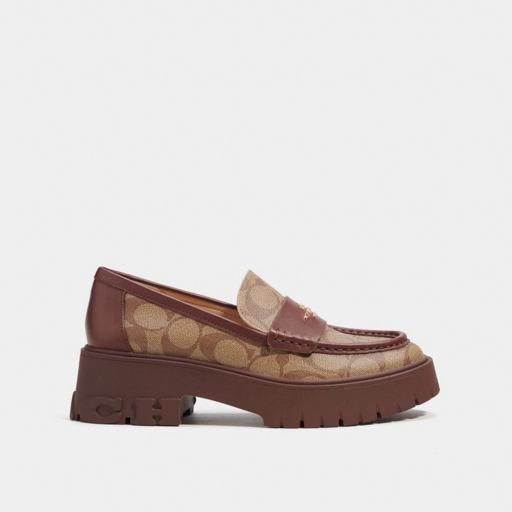 Big Kids' Originals Samba Og Casual Shoes Coach Ruthie Loafer In Signature Canvas Khaki  Walnut