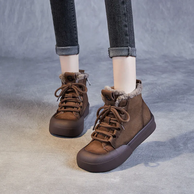 Women Winter Retro Warm Furred Flat Ankle Boots Hunter Rain Boots Size 11