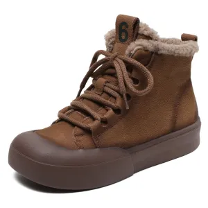 Women Winter Retro Warm Furred Flat Ankle Boots Lined Ankle Rain Boots
