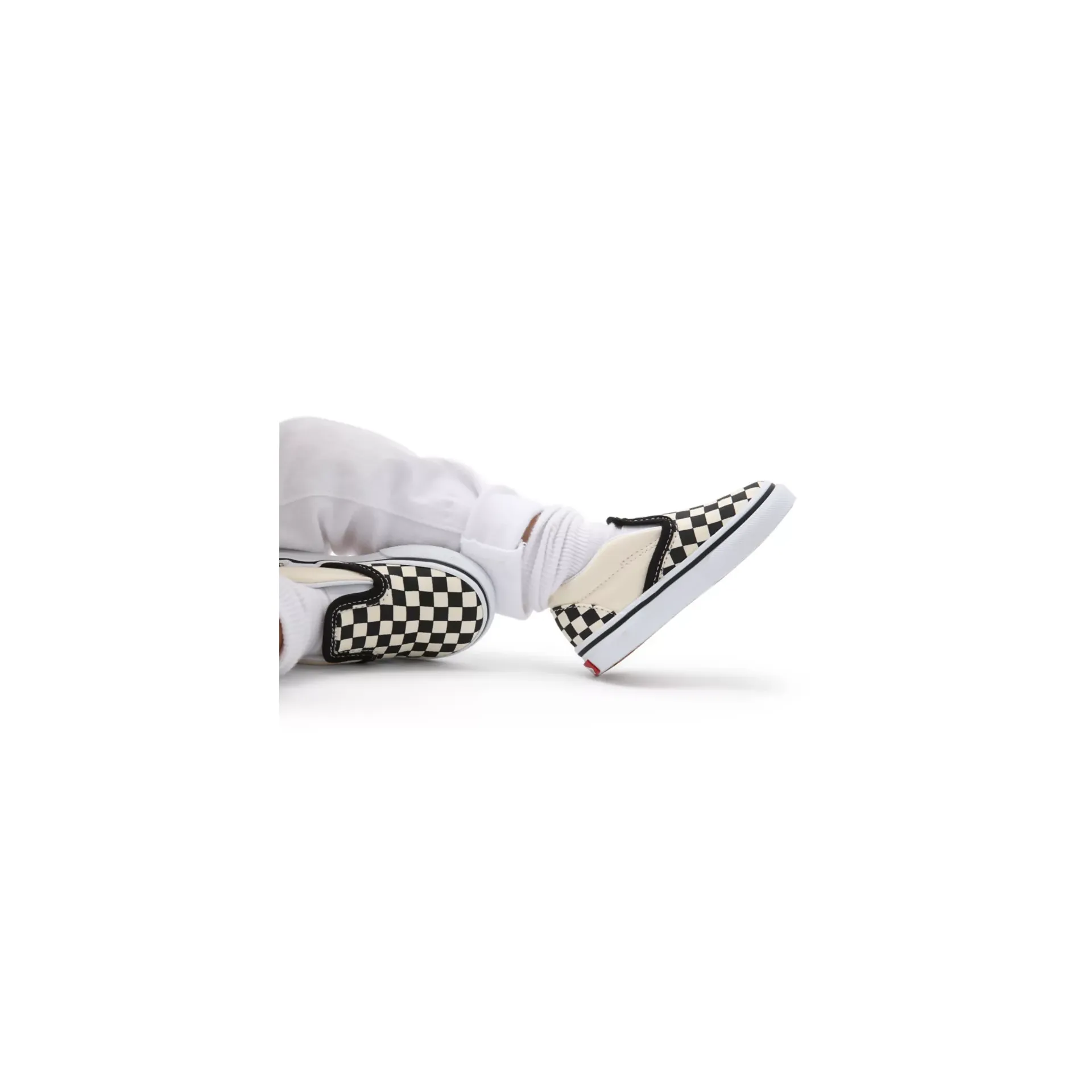 Best Orthopedic Casual Shoes Vans Kid's Checkerboard Slip On TD Shoes - Black / White / Beige